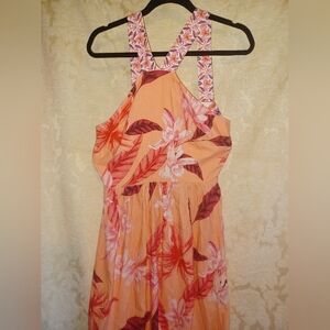 VENUS Floral Maxi Dress - Orange and Pink